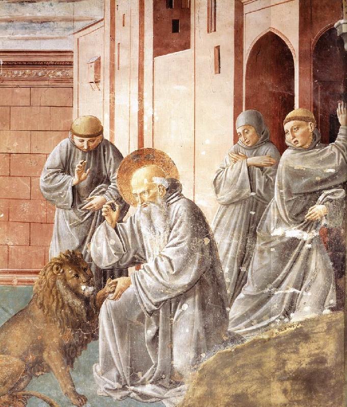 GOZZOLI, Benozzo St Jerome Pulling a Thorn from a Lion's Paw sd Spain oil painting art